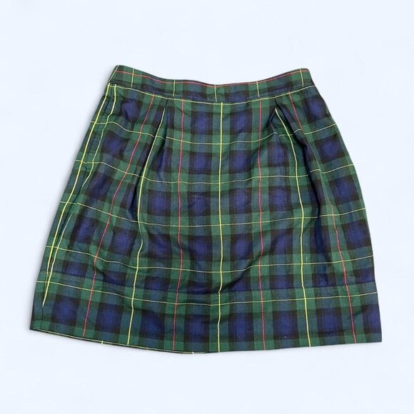 Lands’ End Tartan Pleated Skirt Sz 10 Schoolgirl Y2K 90s Green Blue Red Plaid - Picture 1 of 6